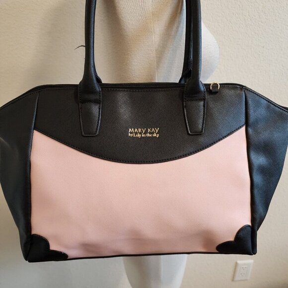 RARE Mary Kay Loly In The Sky Heart Print Colorblock Pink/Black Shoulder Purse - Picture 3 of 13